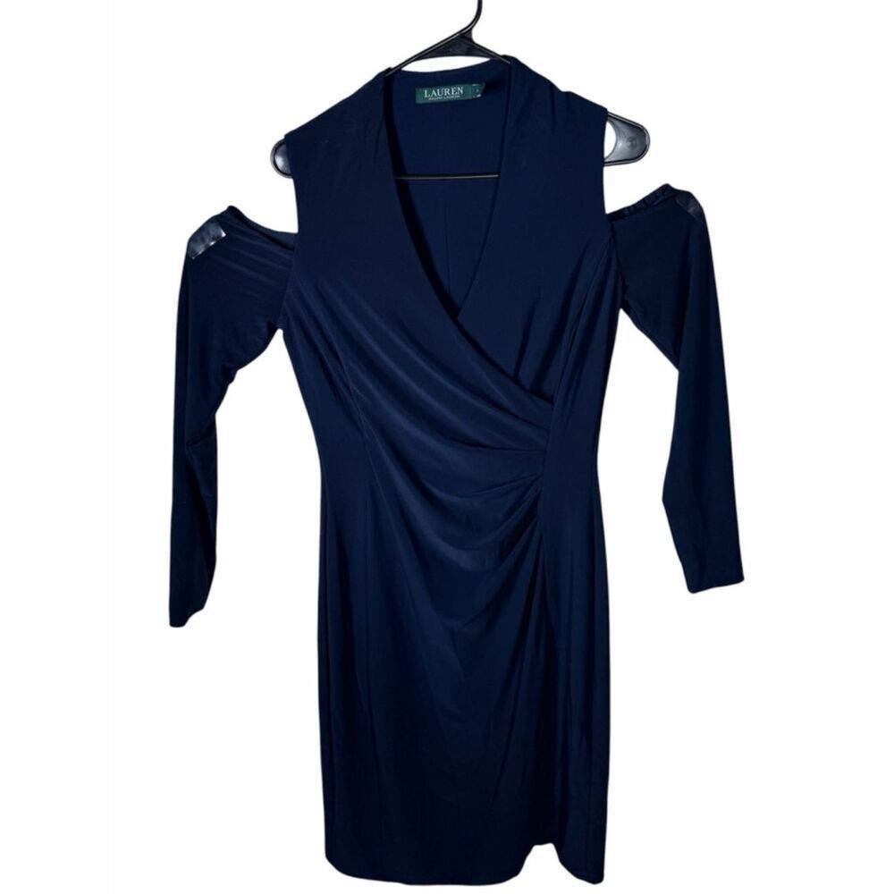 Lauren Ralph Lauren Womens Sz 10 Cold Shoulder Dress Navy Blue